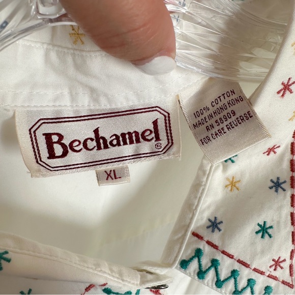 VTG Bechamel White Embroidered Button Up Vest with Silver Heart Buttons Size XL - Picture 7 of 8